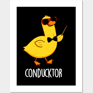 Con-duck-tor Cute Duck Pun Posters and Art